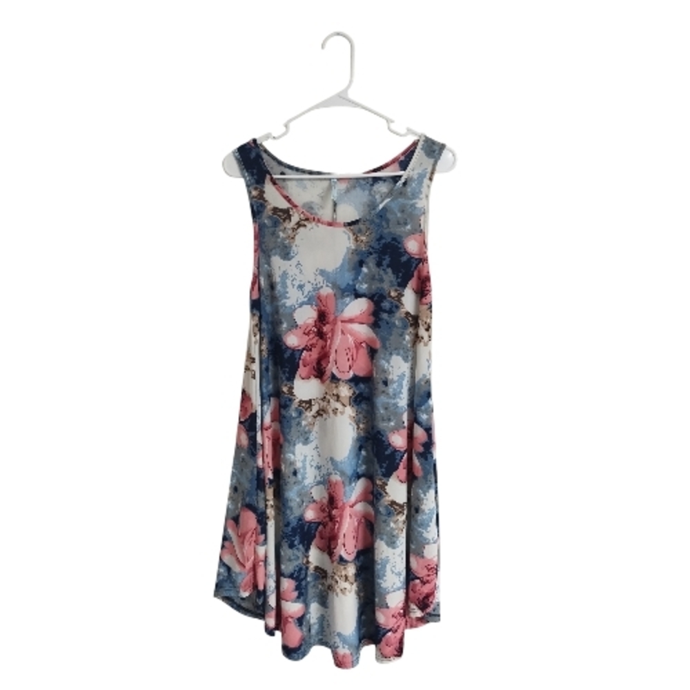 Charming Floral Dress in Blue and Pink